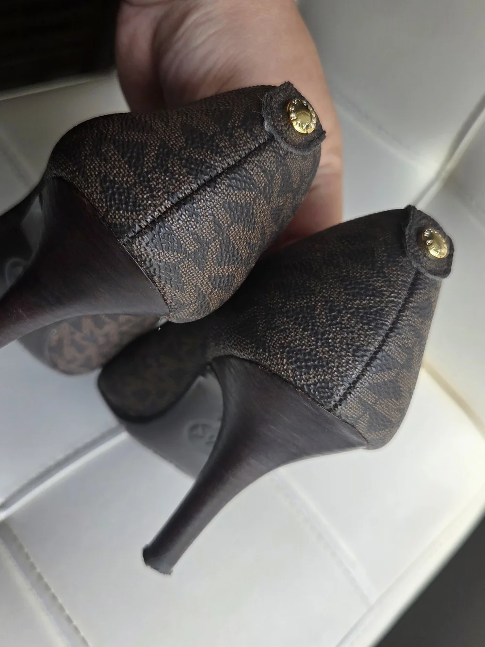 Michael Kors Brown Monogram Pointed-Toe Pumps